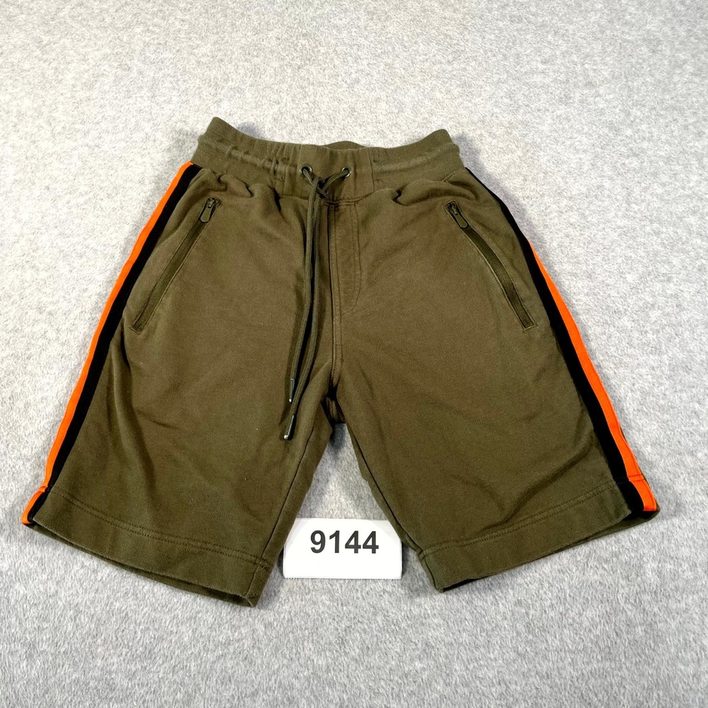 CSG. Sweats‎ Shorts Mens Small Olive Green Cotton Striped Drawstring Streetwear